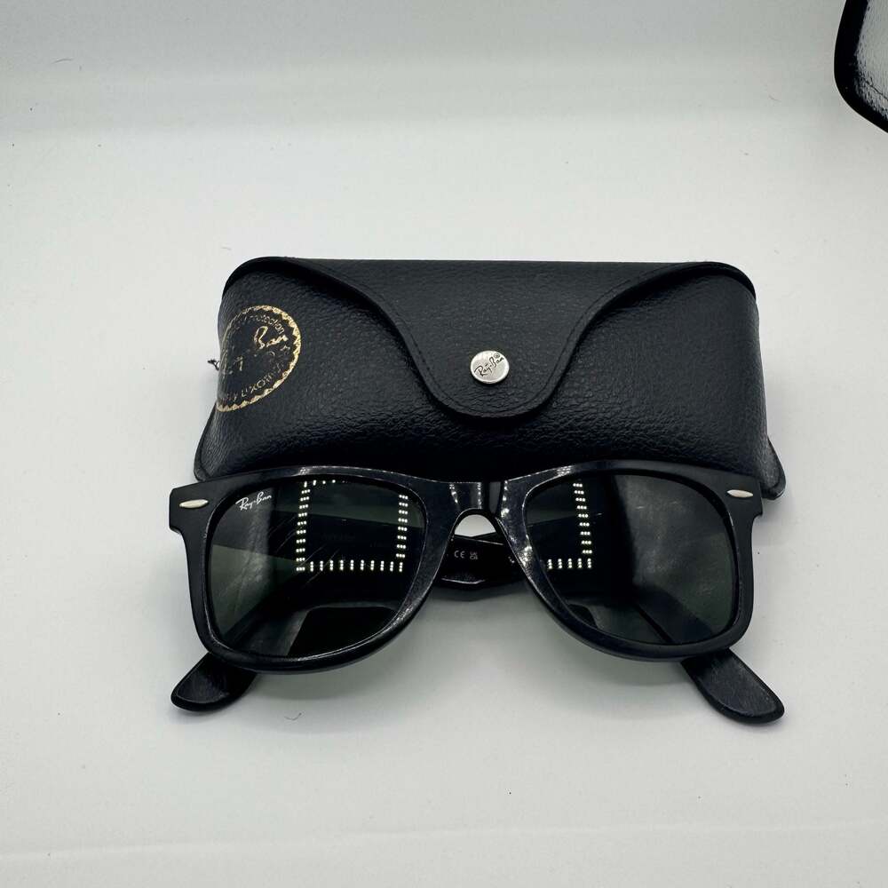 Ray-Ban RB4340 Wayfarer Black Frame Sunglasses with Green Lenses